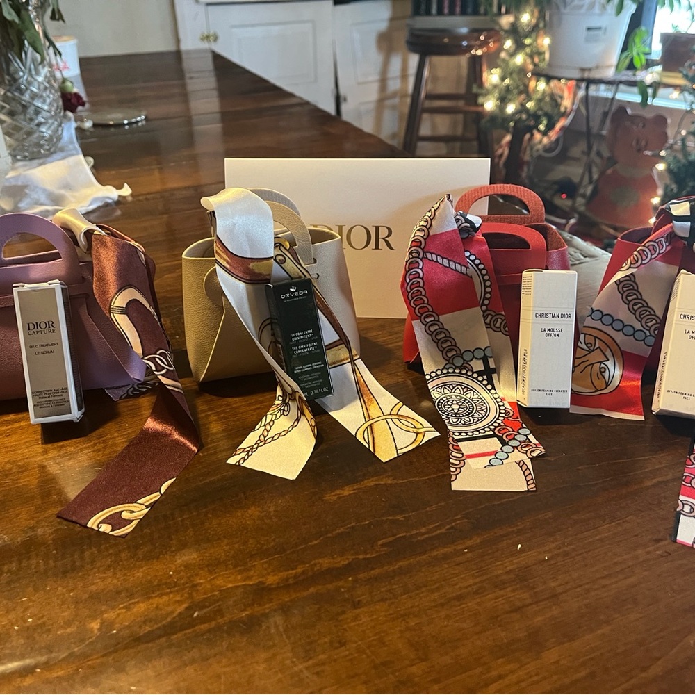 Authentic Christian Dior Mini Tote Bag with Printed Silk Twilly - Picture 8 of 16